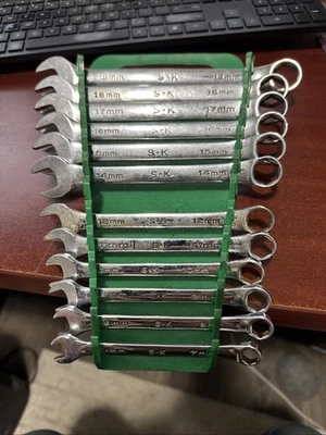 RARE SK Tools Combination Wrench Set 12 Pc, 6mm - 19mm Metric Wrench Set 6 POINT - Image 1 of 4