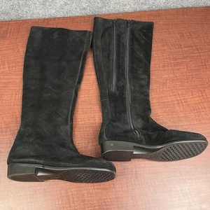 Aerosoles Woman's Epic Black Suede Knee high Boots Size 8 Stitch N Turn Zip Up - Picture 1 of 10