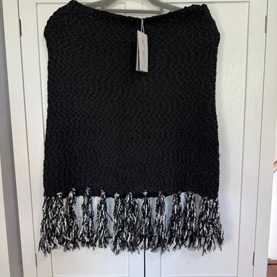 NWT Simply Noelle Black Knit Fringe Wrap Scarf Infinity Shawl One Size Versatile - Image 1 of 4