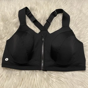 Livi 42DD Sports Bra Black Max Support Underwire Front Zip Closure Lane Bryant - Picture 1 of 7