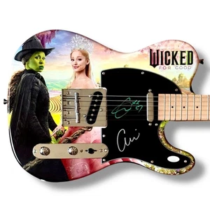 Wicked Signed Guitar Custom Graphic JSA COA Ariana Grande Cynthia Erivo For Good - Picture 1 of 3