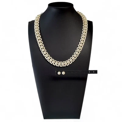 2012 NIB Avon Faux Pearl Necklace & Earring Set 17"-20" Signed SHB - Image 1 of 4