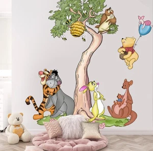 Calcomanía de pared Winnie the Pooh Friends Tree - palo de tela extraíble para habitación de niños grande - Imagen 1 de 8