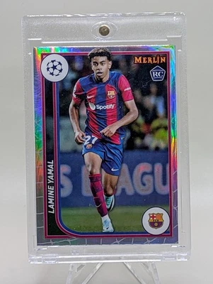 2023-24 Topps Merlin Cromo UEFA Lamine Yamal #27 Plata Refractor Novato RC Foto 1 de 2