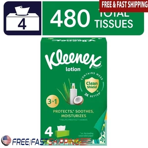Lotion Gesichtstücher 3-lagig mit Kokosöl Aloe 4 Boxen 480 Blatt insgesamt Neu - Bild 1 von 12