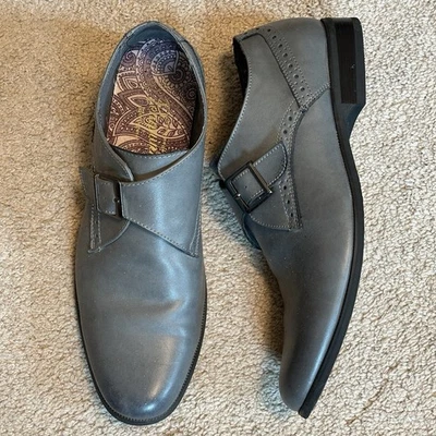 Zapatos de vestir Penguin Monk con correa de cuero gris talla 9,5 EE. UU. para hombre PENFST 14043C-1 Foto 1 de 4