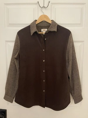 Camisa Talbots Vintage Para Mujer 12 (L) Old Money Look Tweed Mezcla de Lana Gamuza Look  Foto 1 de 4