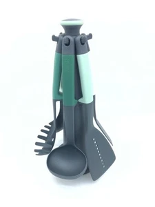 Joseph Joseph Elevate Set di Utensili da Cucina con Supporto Girevole, Verde Salvia - Foto 1 di 6