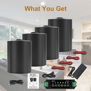 Altavoces estéreo Bluetooth de montaje en pared 4 piezas*Herdio 4" altavoces interiores exteriores con cable - Imagen 1 de 27