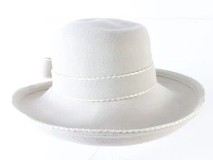 Frank Olive New York Ladies Boutique Off White Felt Hat W/ Band 7 56cm - Picture 1 of 7