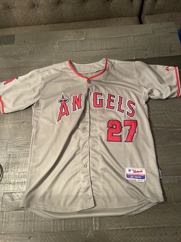 Mike Trout Majestic Los Angeles Angels Grey Road Jersey w/ Patch Men's Sz 40 JH6 Cover