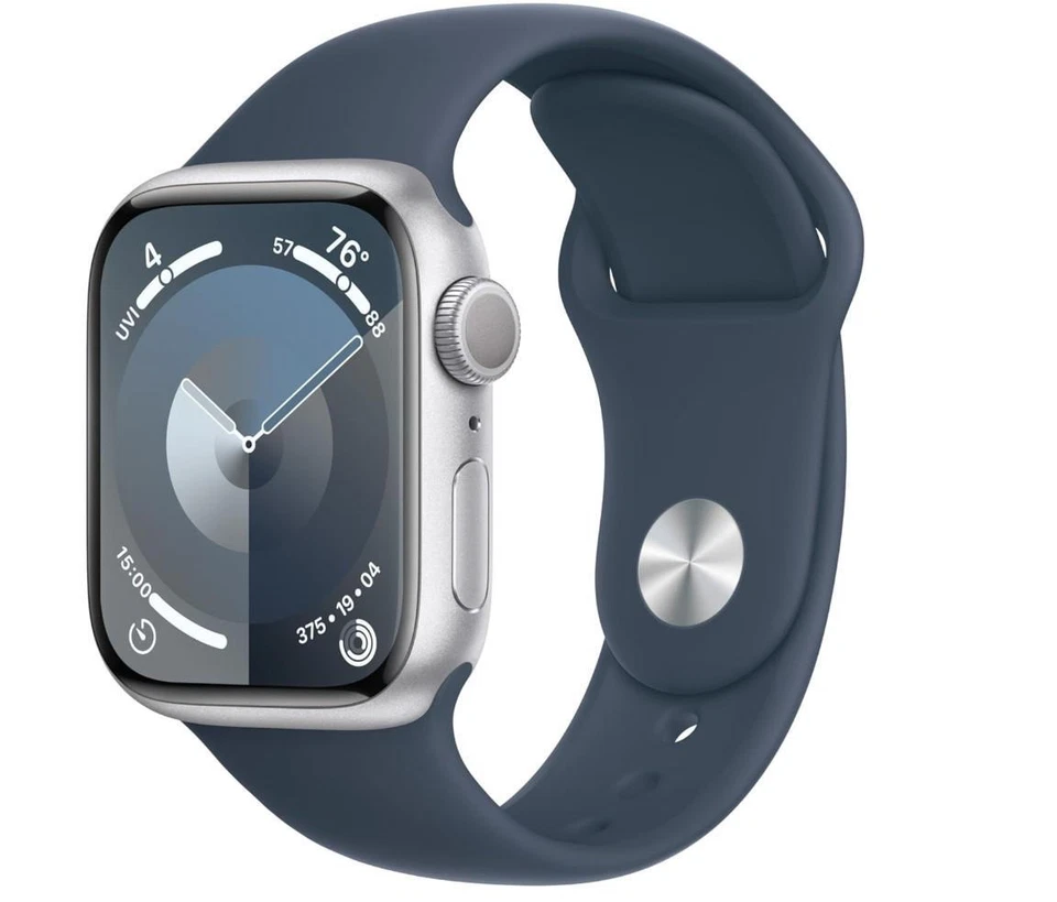 Apple Watch MR913LL/A Series 9 41mm GPS Silver w/ Storm Blue Band - Image 1 of 1