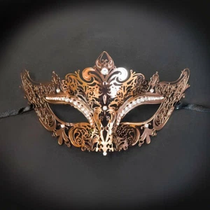 Rose Gold Themed Half Venetian Mask Masquerade Ball Mask Mardi Gras Party Mask - Picture 1 of 2