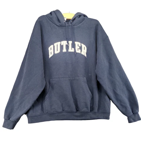 Champion Butler Bulldogs Hoodie Sweatshirt Mens XL Blue Embroidered Logo Cover