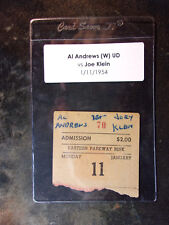 Vintage 1/11/1954 Al Andrews vs Joe Klein Boxing Ticket Stub VG+ B08