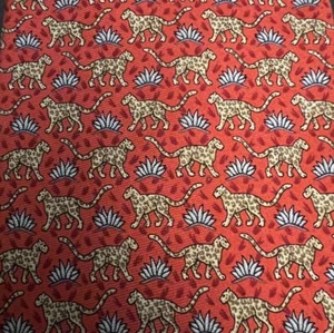 Brooks Brothers Makers 100% Silk Necktie Cheetahs Cats Red Tie Wildlife Animals - Picture 1 of 3