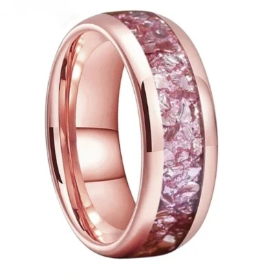 4/6/8MM Men Women Tungsten Carbide Ring Pink Morganite Inlaid Tungsten Ring Band - Image 1 of 4