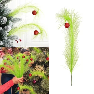 Christmas Tree Topper Red Green Curly Stems Lime Green Curly Xmas Tree Pick - Picture 1 of 11