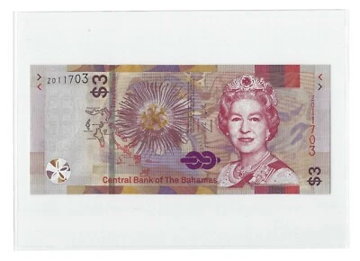 2019 BAHAMAS $3 Dollars, Z Prefix Replacement, Pack Fresh UNC, New QEII Type - Image 1 of 2