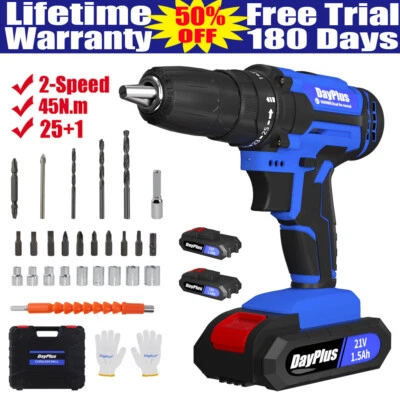 DAYPLUS New Cordless Drill Screwdriver 21V 45Nm Electric Drilling Machine with Battery