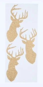 Gold Glittered Deer Head Silhouette Hunting Scrapbook Stickers 5”x12” - Picture 1 of 1