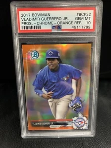 VLADIMIR GUERRERO JR. 2017 BOWMAN CROMADO NARANJA #BCP32 7/25 PSA 10 gemas como nuevo - Imagen 1 de 2