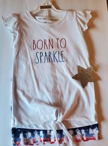 Rae Dunn BORN TO SPARKLE Top & Shorts 2-Piece Set Americana Girls, Size 6X - Picture 1 of 3