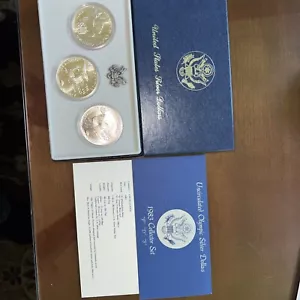 1983 US MINT COINS 3 OLYMPIC SILVER DOLLARS P D S COLLECTOR SET Uncirculated - Picture 1 of 6