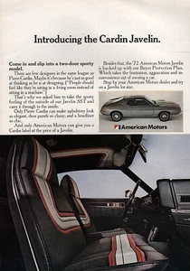 1972 AMC American Motors Javelin SST "Cardin Javelin" Original Color Ad  - Picture 1 of 1