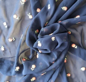 Lencería floral bordada de gasa crepe transparente de tela de 60" yarda - Imagen 1 de 7