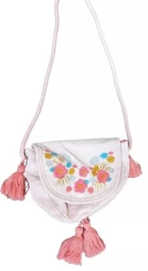 Zara Girls Pink Purse Tassel Crossbody Floral Embroidered Bag Mini Small Boho - Picture 1 of 8