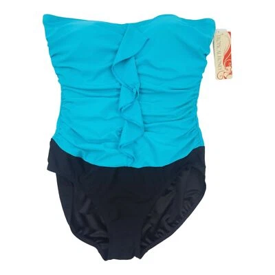 Nuevo con etiquetas Traje de baño Tropical Honey de una pieza negro y aguamarina talla 18 Foto 1 de 4