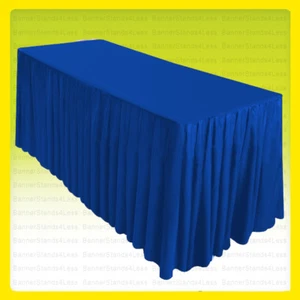 8' Fitted Table Skirt Cover w/Top Topper Wedding Banquet Tablecloth - ROYAL BLUE - Picture 1 of 1