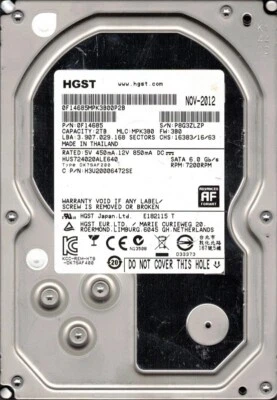 HUS724020ALE640 P/N: 0F14685 MLC: MPK3B0 HGST 3.5" 2TB HDD - Image 1 of 2