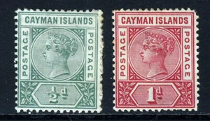 CAYMAN ISLANDS Queen Victoria 1900 Half Penny & One Green SG 1 & SG 2 MINT - Picture 1 of 2