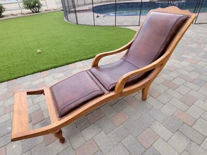 Vintage leather chaise parlor/library chair - excellent condition. Pickup only - Picture 1 of 13