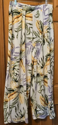 PHILOSOPHY Wide Leg Palazzo Womens Large TROPICAL Boho Flowy Stretch NEW - Image 1 of 4