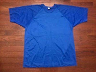 VINTAGE 1970's CHAMPION JERSEY MENS LARGE BLUE FOOTBALL AIR KNIT SHIRT 70's L e - Image 1 of 4