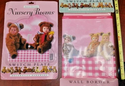 LOTE de CUBIERTAS DE INTERRUPTOR DE LUZ de papel de pared para guardería ANNE GEDDES peluche tocador cajón tirar Foto 1 de 4
