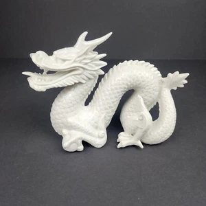 Estatuilla de escultura de dragón de vidrio de leche de porcelana china Dehua de colección con garra en bola - Imagen 1 de 10