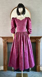 Vintage Laura Ashley Pink Floral Damask Dress