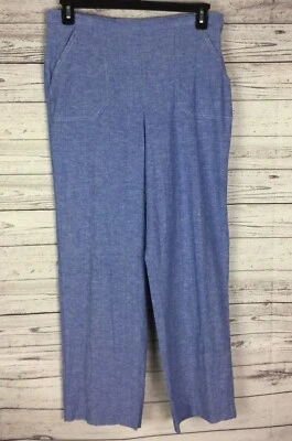 Alfred Dunner Pants Women’s Size 16 Blue Elastic Back Waist Linen Blend - Image 1 of 4