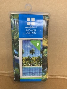 Tropical Beach Palm Tree Island Vacation Paradise Fabric SHOWER CURTAIN 70x70 - Picture 1 of 2