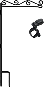 Garden Flag Stand, Premium Garden Flag Pole Holder Black Metal Powder-Coated Wea - Picture 1 of 7