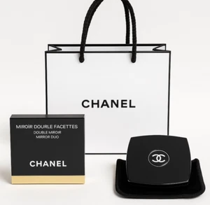 Chanel Mirror Duo Compact Double Facette Makeup Mirror Black Authentic - Picture 1 of 3