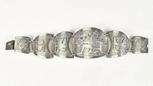 Welsch Peruvian Sterling Silver Cuff Bracelet Link Vintage Jewelry Peru .925 - Picture 1 of 6