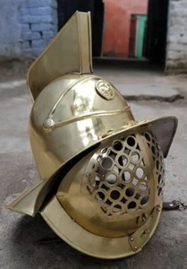 18GA SCA LARP Medieval Gladiator Helmet III Brass Reenactment Armor Helmet AJ01 - Picture 1 of 5