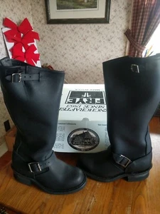 New in Box Womens Frye Motorcycle Boots 77555 BLK Tall Engineer 16R Black 5.5 - Picture 1 of 4
