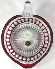 Westmoreland Clear Crystal Ruby Red Stain Waterford 5" Heart Shaped Bonbon Nappy