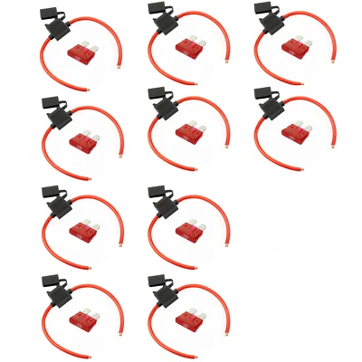 (10) True Spec OFC 10 AWG Gauge ATC Inline Fuse Holder Fuseholder  w/ 10A Fuse - Image 1 of 4